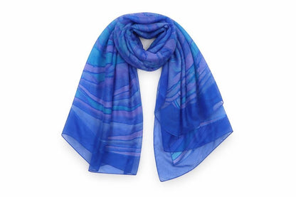 Front view of Preworn women’s blue shawl/wrap