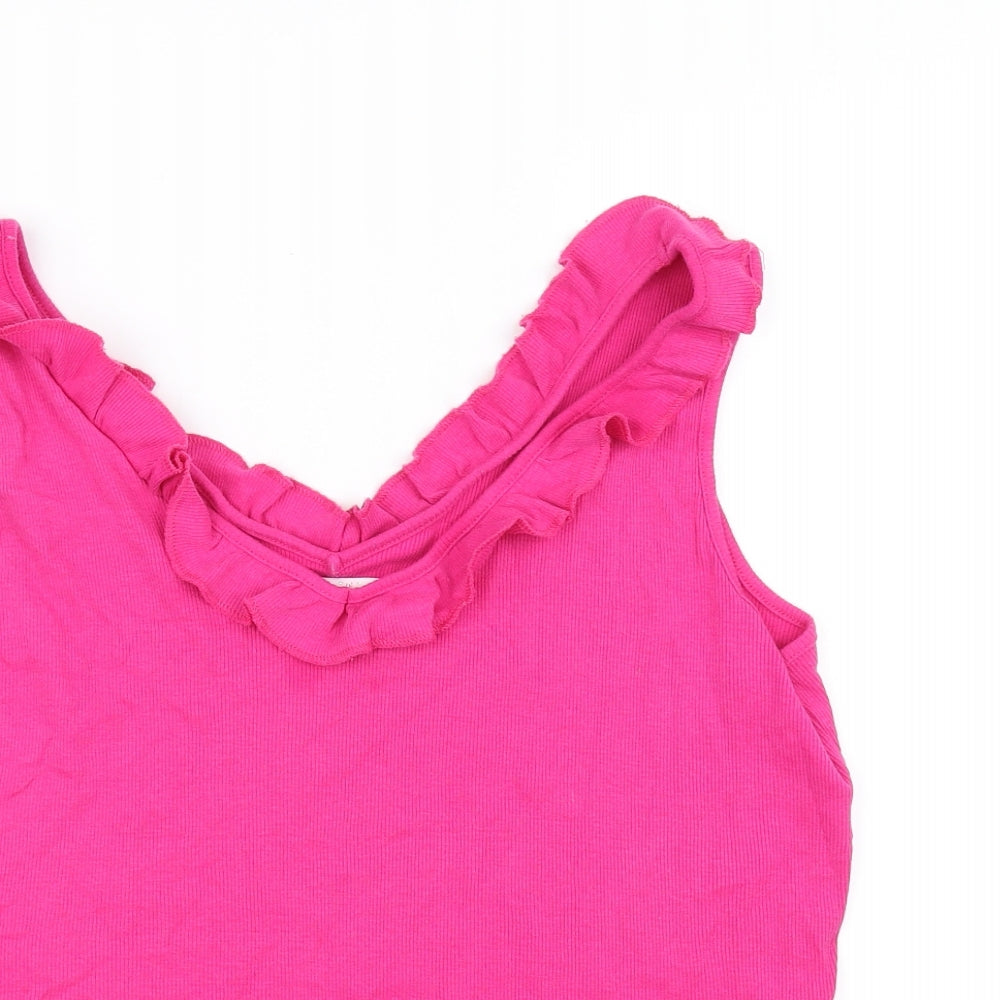 Womens UK Size L Preworn Pink Basic Tank