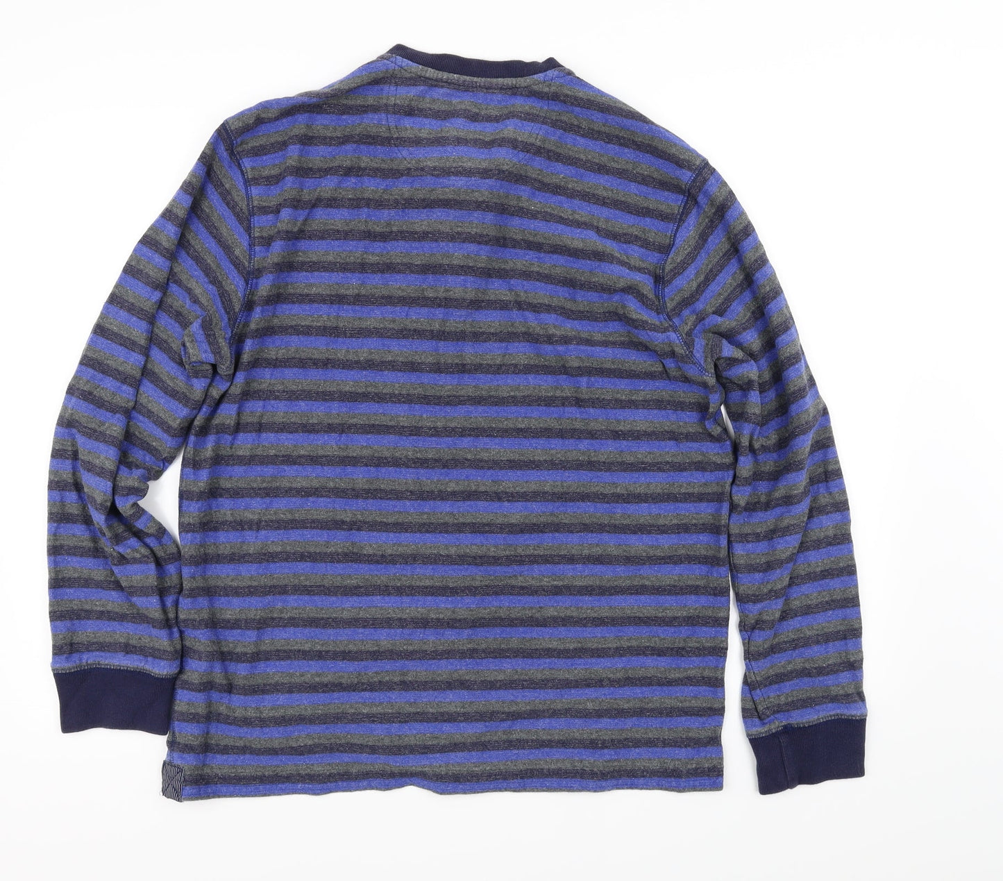 Preworn Mens Blue Striped  Henley Jumper Size L