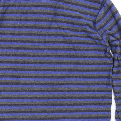 Preworn Mens Blue Striped  Henley Jumper Size L