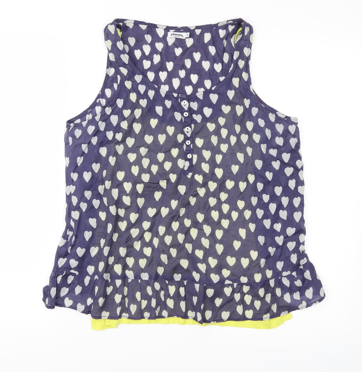 Johnnie B Womens Blue Polka Dot  Basic Blouse Size L