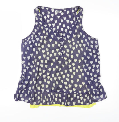 Johnnie B Womens Blue Polka Dot  Basic Blouse Size L