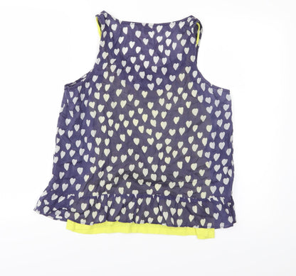 Johnnie B Womens Blue Polka Dot  Basic Blouse Size L