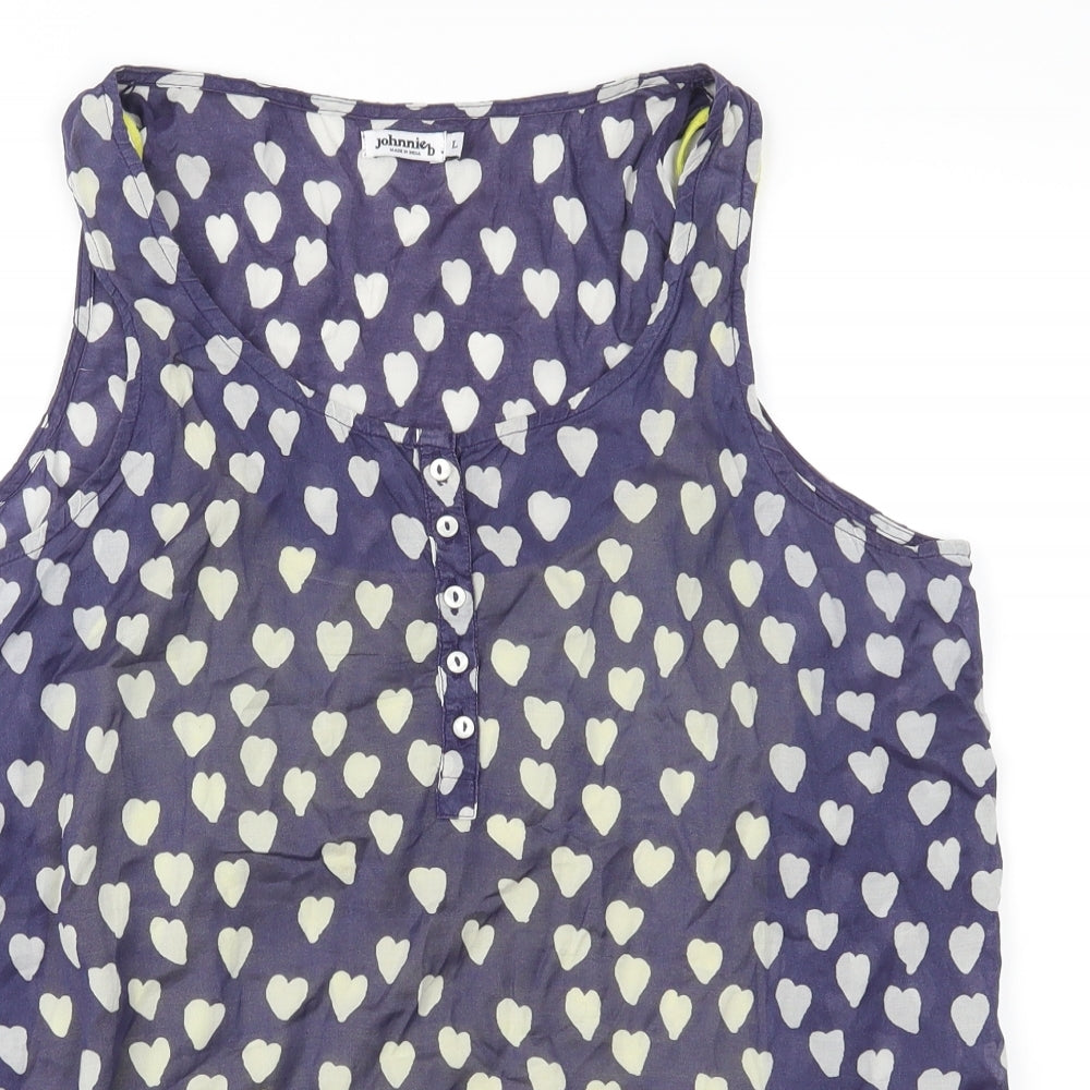 Johnnie B Womens Blue Polka Dot  Basic Blouse Size L