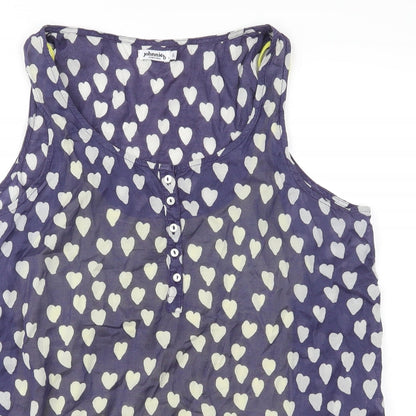 Johnnie B Womens Blue Polka Dot  Basic Blouse Size L