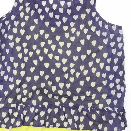 Johnnie B Womens Blue Polka Dot  Basic Blouse Size L
