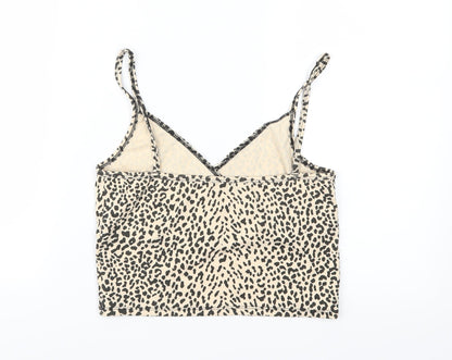 SheIn Womens Brown Animal Print Jersey Camisole Blouse Size M