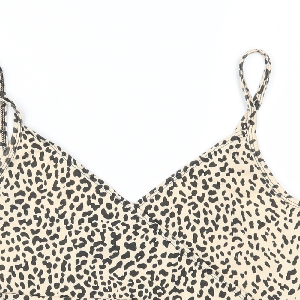 SheIn Womens Brown Animal Print Jersey Camisole Blouse Size M