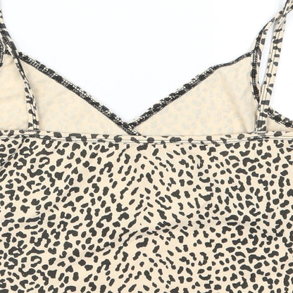 SheIn Womens Brown Animal Print Jersey Camisole Blouse Size M