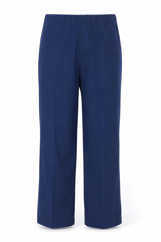 Front view of Country Collection women’s blue trousers, size M, 27-inch leg