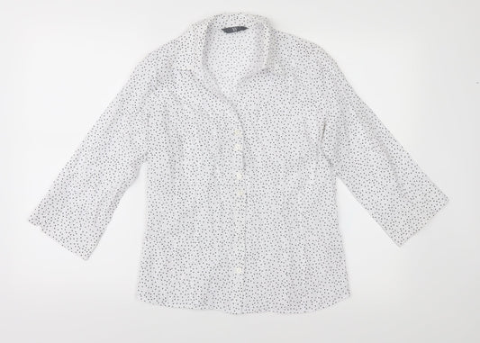 Womens UK Size 10 BHS White Basic Button-Up