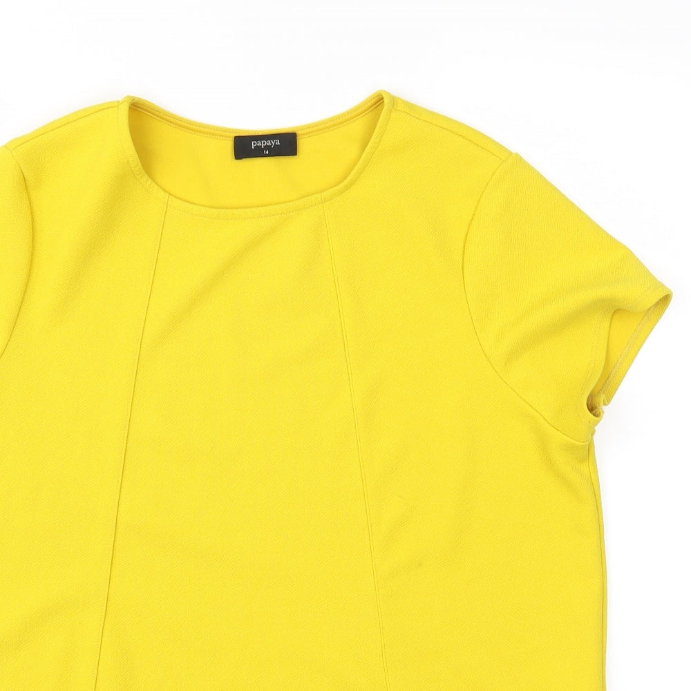 Papaya Womens Yellow   Basic Blouse Size 14