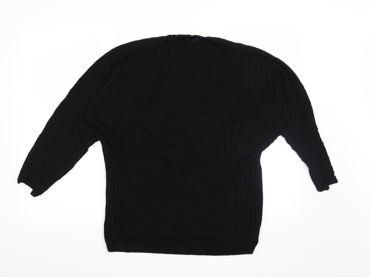 Additional front view of Marks & Spencer women’s black striped jumper, size L