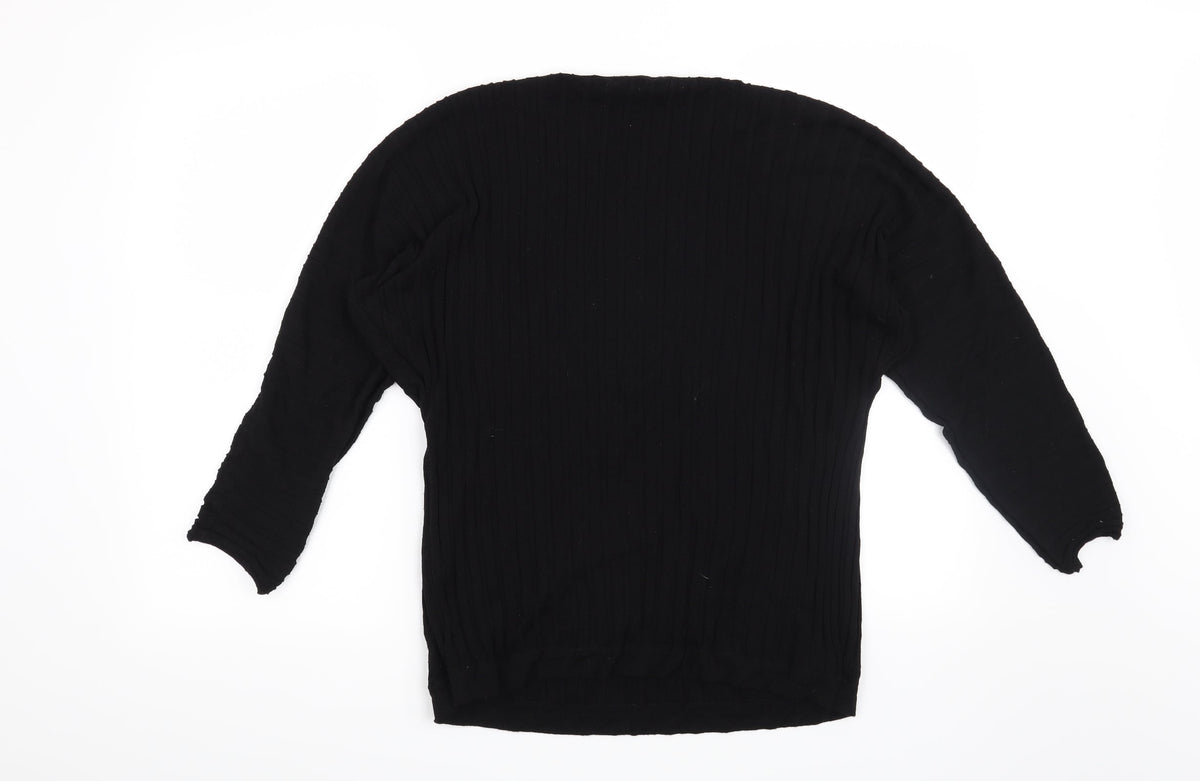 Back view of Marks & Spencer women’s black striped jumper, size L