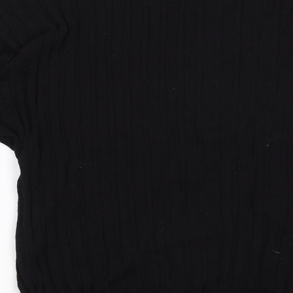 Brand and care label for Marks & Spencer women’s black striped jumper, size L