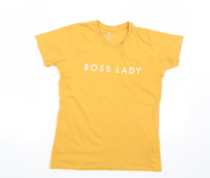 Womens UK Size XS Preworn Yellow Basic T-Shirt