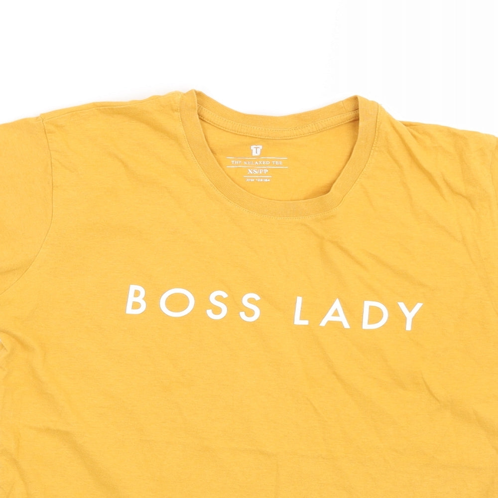 Womens UK Size XS Preworn Yellow Basic T-Shirt