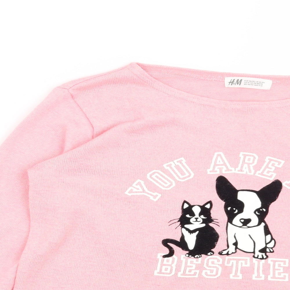 H&M Girls Pink   Pullover Sweatshirt Size 11-12 Years  - You are my Bestie