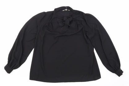Womens UK Size 10 Apricot Black Basic Blouse