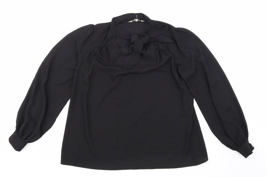 Womens UK Size 10 Apricot Black Basic Blouse