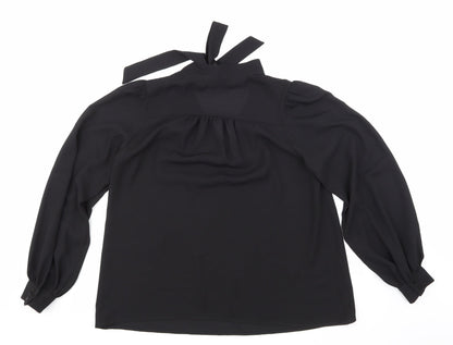Womens UK Size 10 Apricot Black Basic Blouse