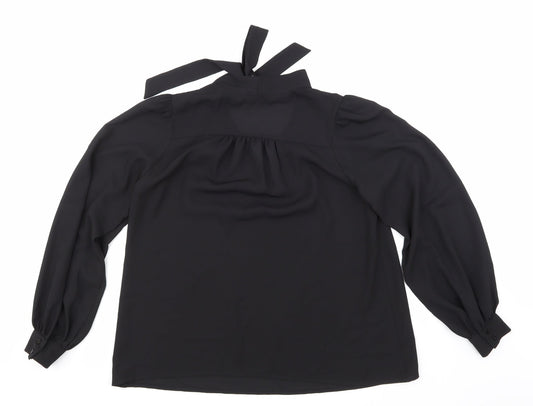Womens UK Size 10 Apricot Black Basic Blouse