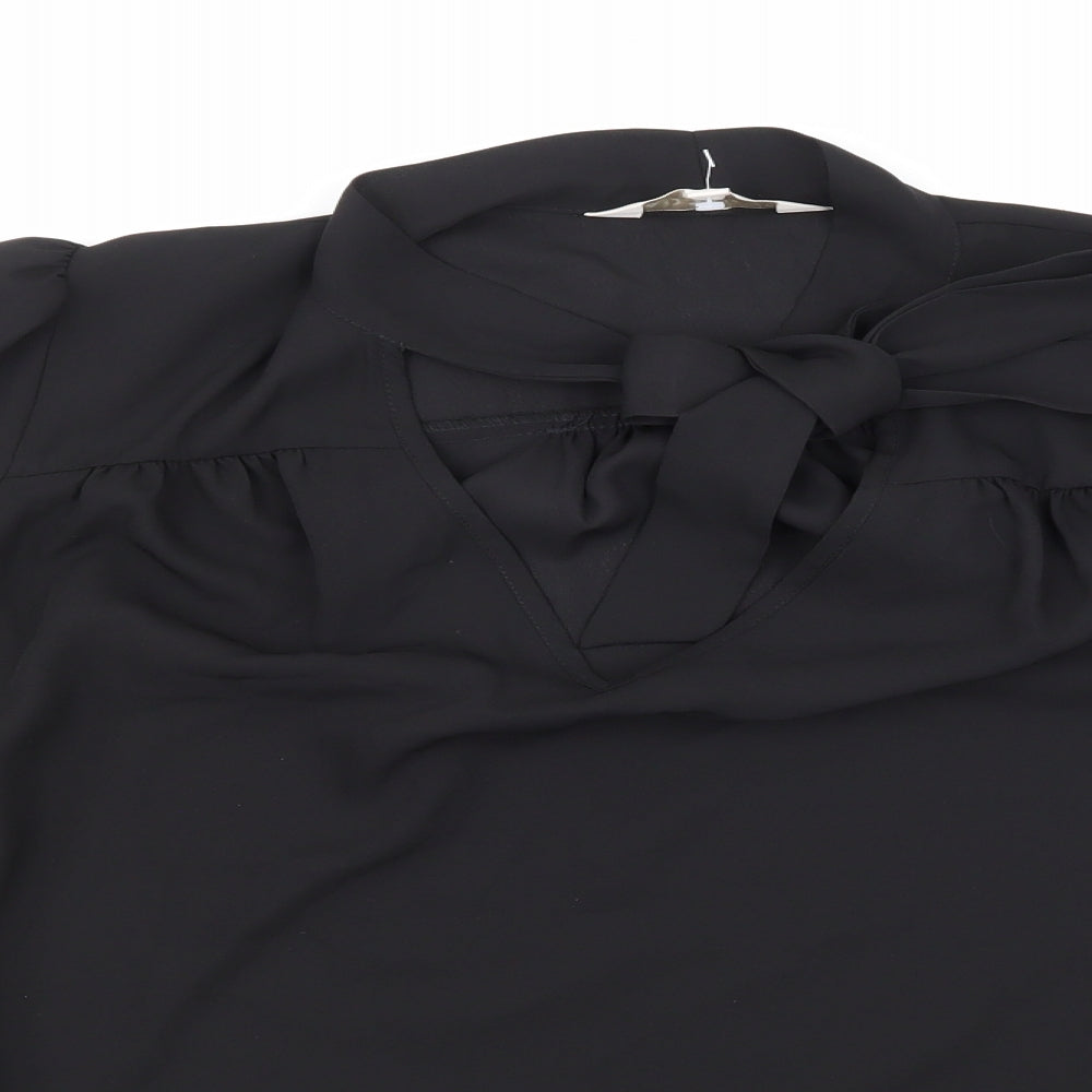 Womens UK Size 10 Apricot Black Basic Blouse