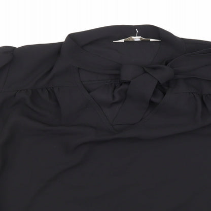 Womens UK Size 10 Apricot Black Basic Blouse