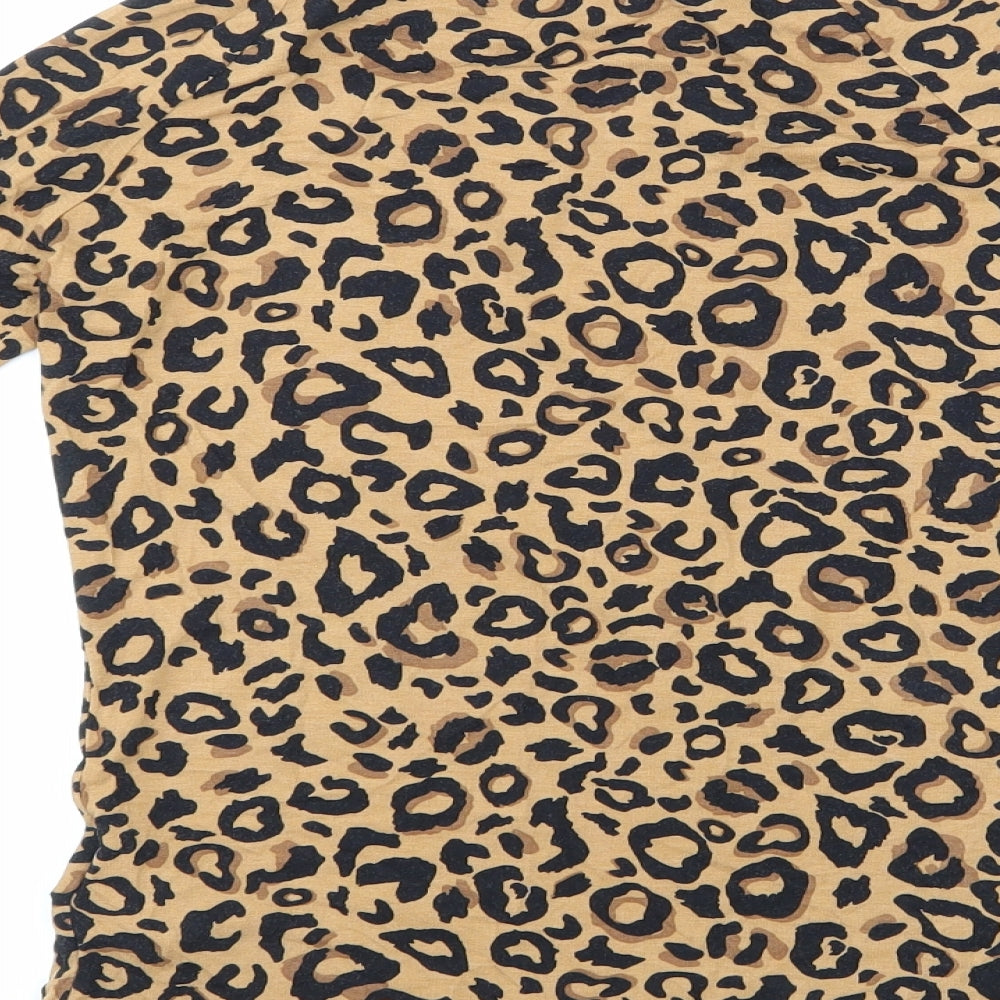 Womens UK Size 8 Apricot Brown Basic T-Shirt