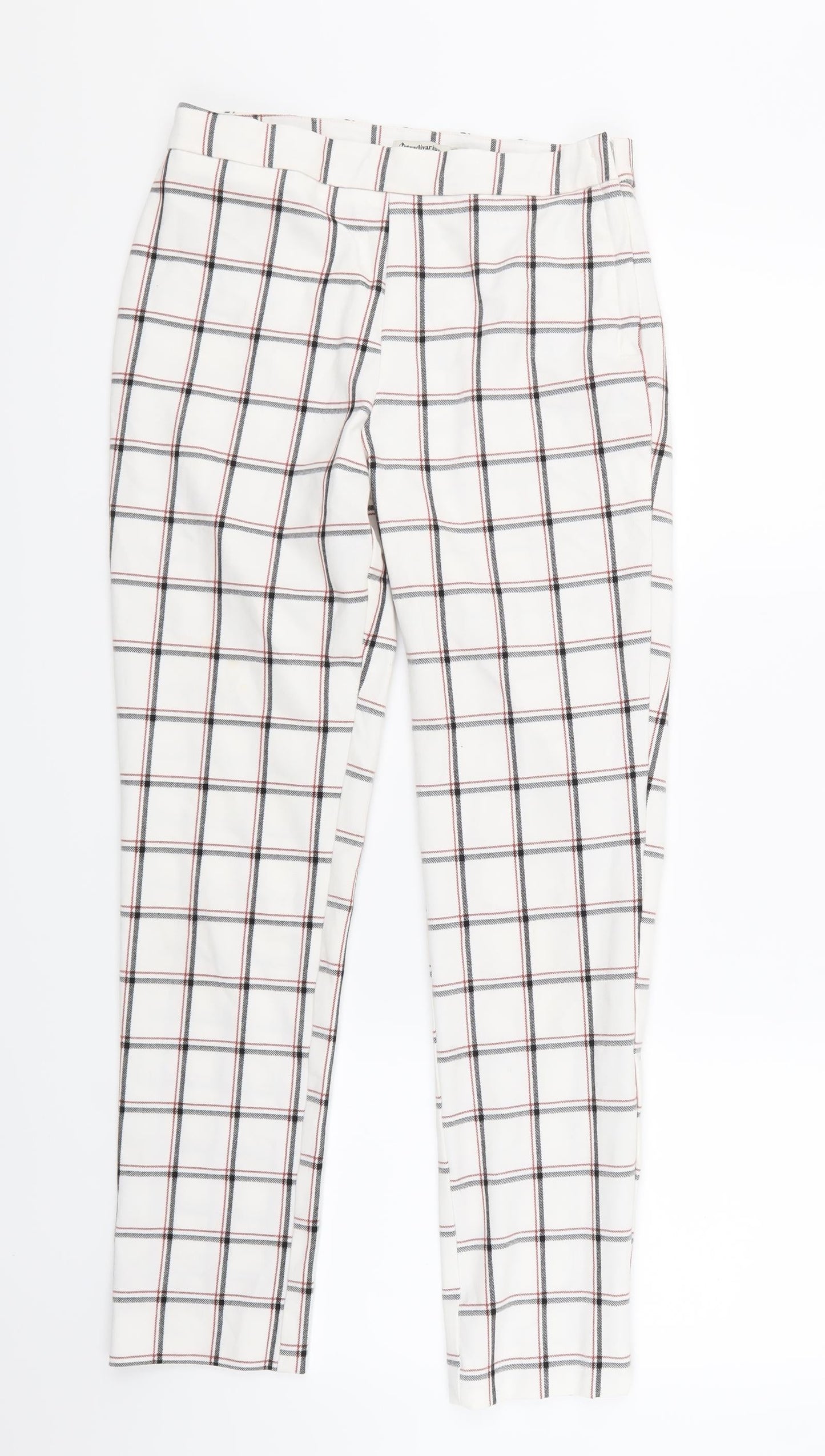 Stradavarius Womens White Check  Sweatpants Trousers Size 10 L25 in