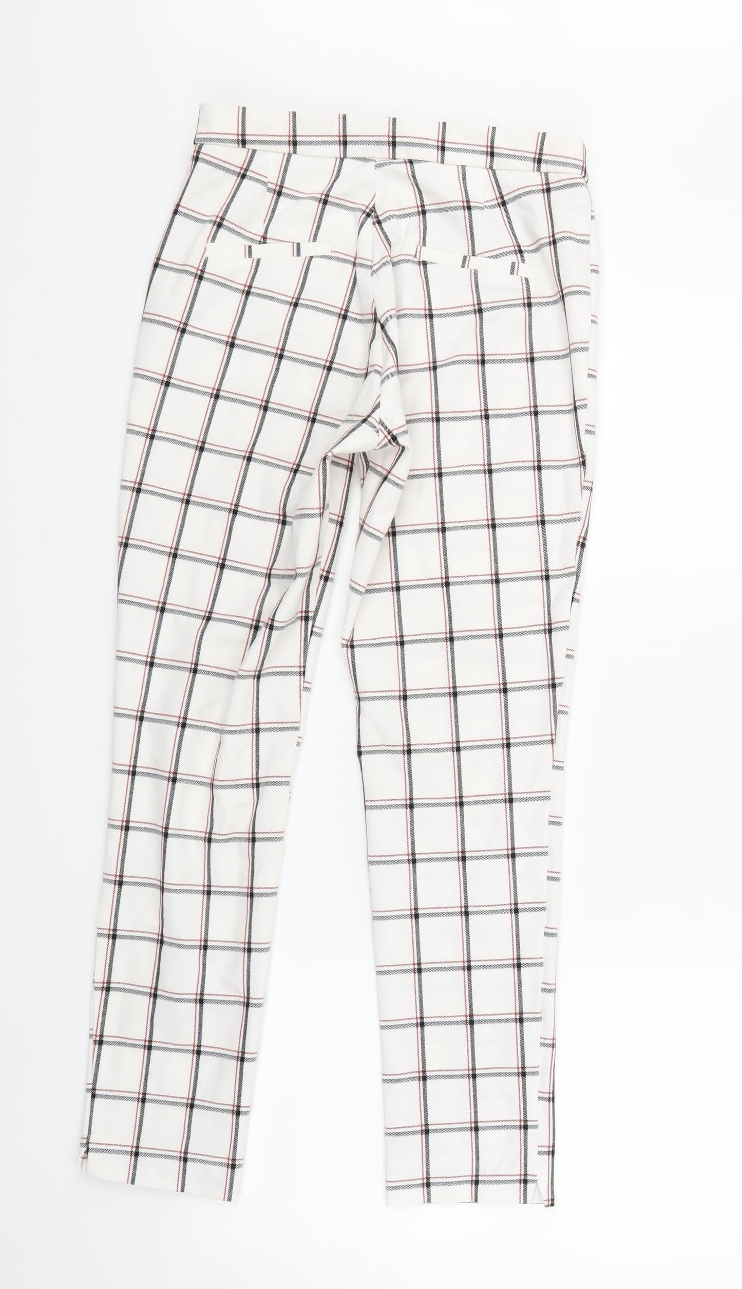 Stradavarius Womens White Check  Sweatpants Trousers Size 10 L25 in
