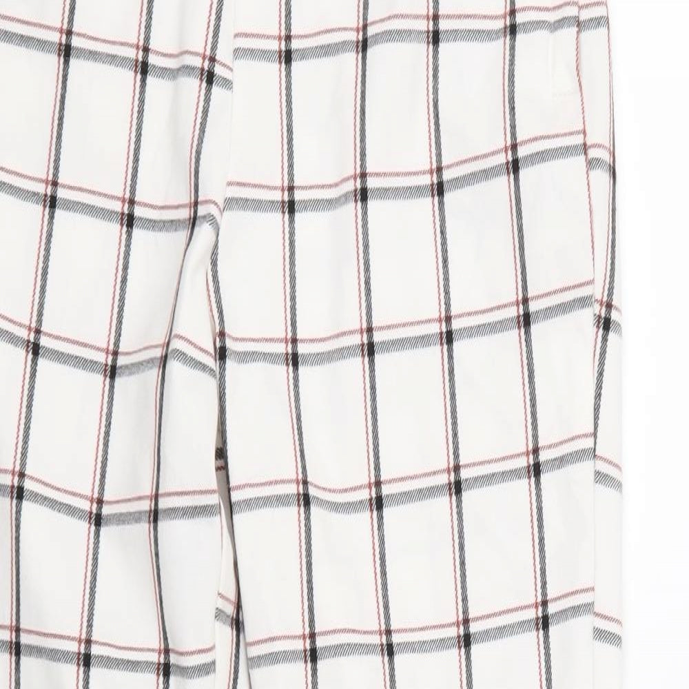 Stradavarius Womens White Check  Sweatpants Trousers Size 10 L25 in
