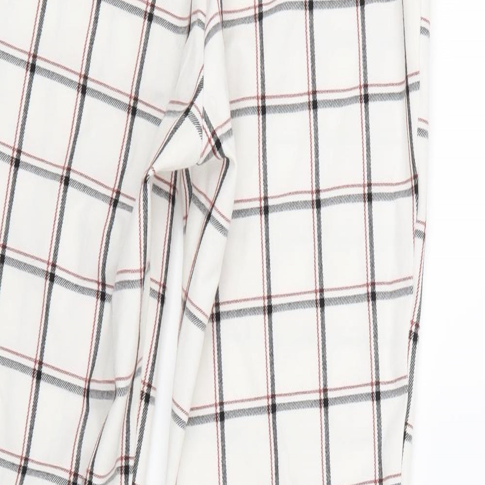 Stradavarius Womens White Check  Sweatpants Trousers Size 10 L25 in