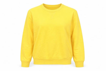 Front view of Primark women’s yellow pullover sweatshirt, size XS