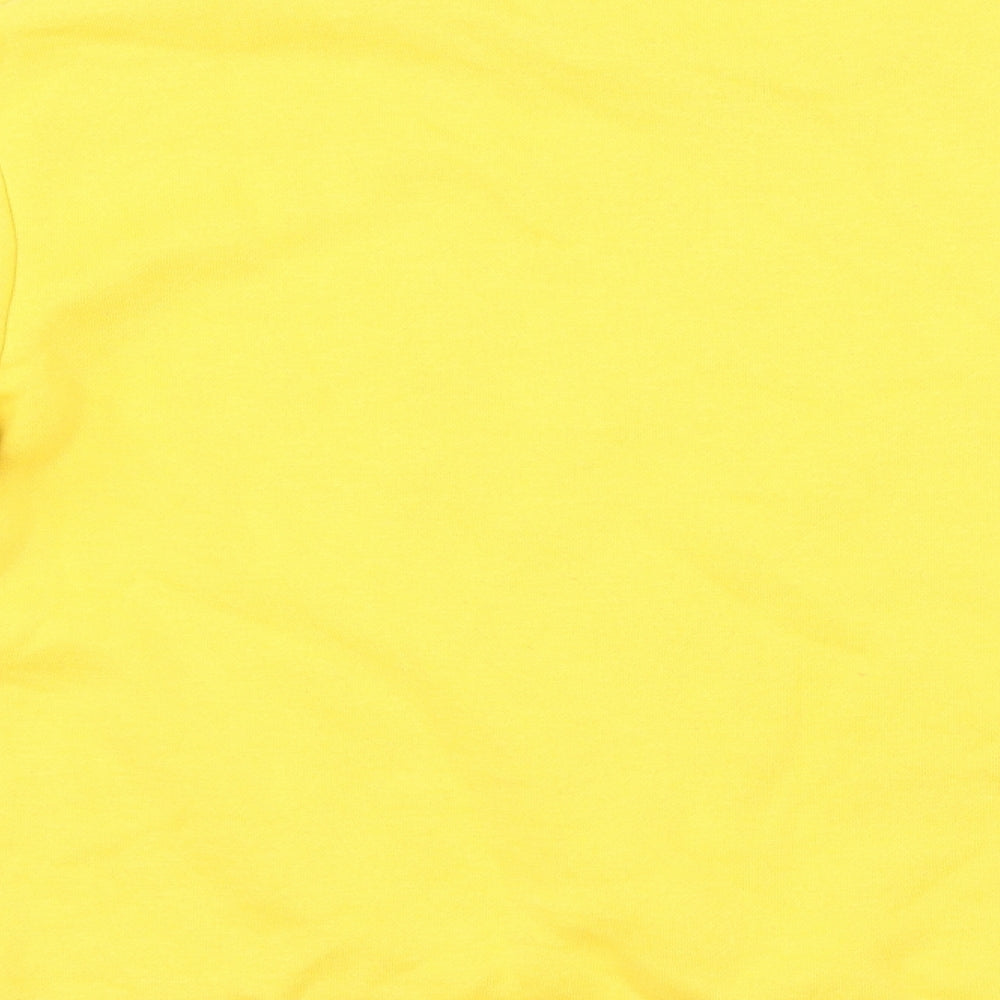 Brand and care label for Primark women’s yellow pullover sweatshirt, size XS