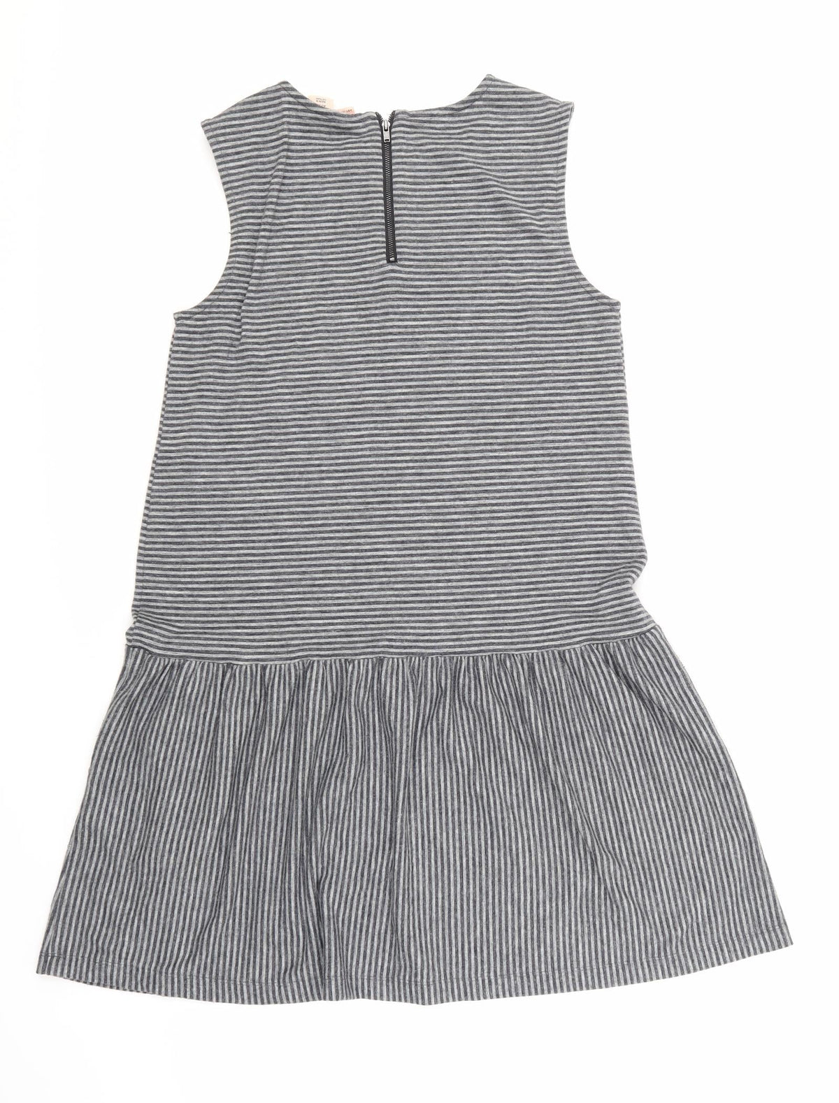 Back view of Artisan women’s grey striped a-line, size M