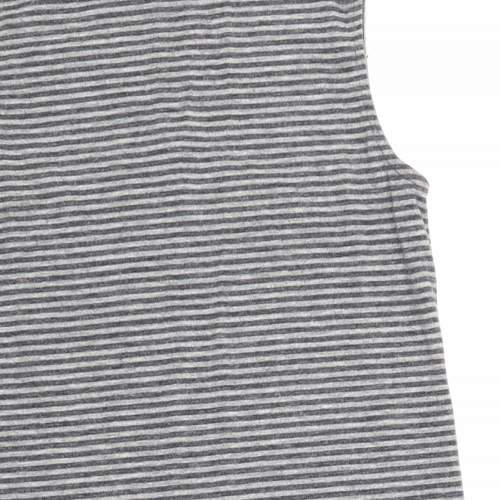 Close-up detail of Artisan women’s grey striped a-line, size M
