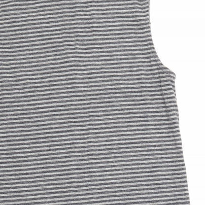Close-up detail of Artisan women’s grey striped a-line, size M