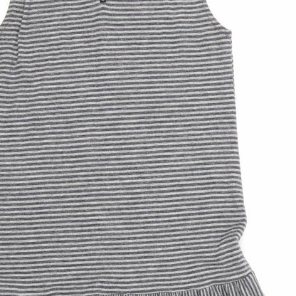 Brand and care label for Artisan women’s grey striped a-line, size M