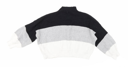 Cameo Rose Womens Grey Striped Knit Pullover Jumper Size L