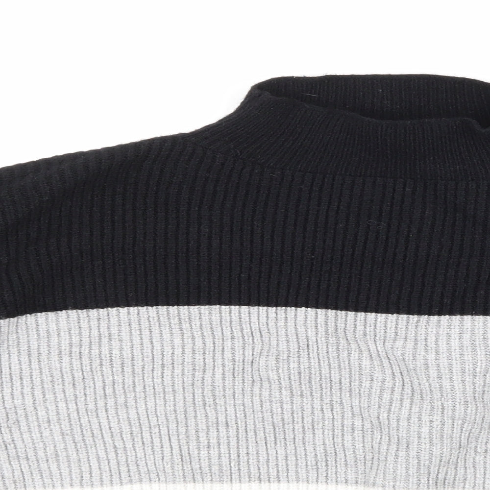 Cameo Rose Womens Grey Striped Knit Pullover Jumper Size L