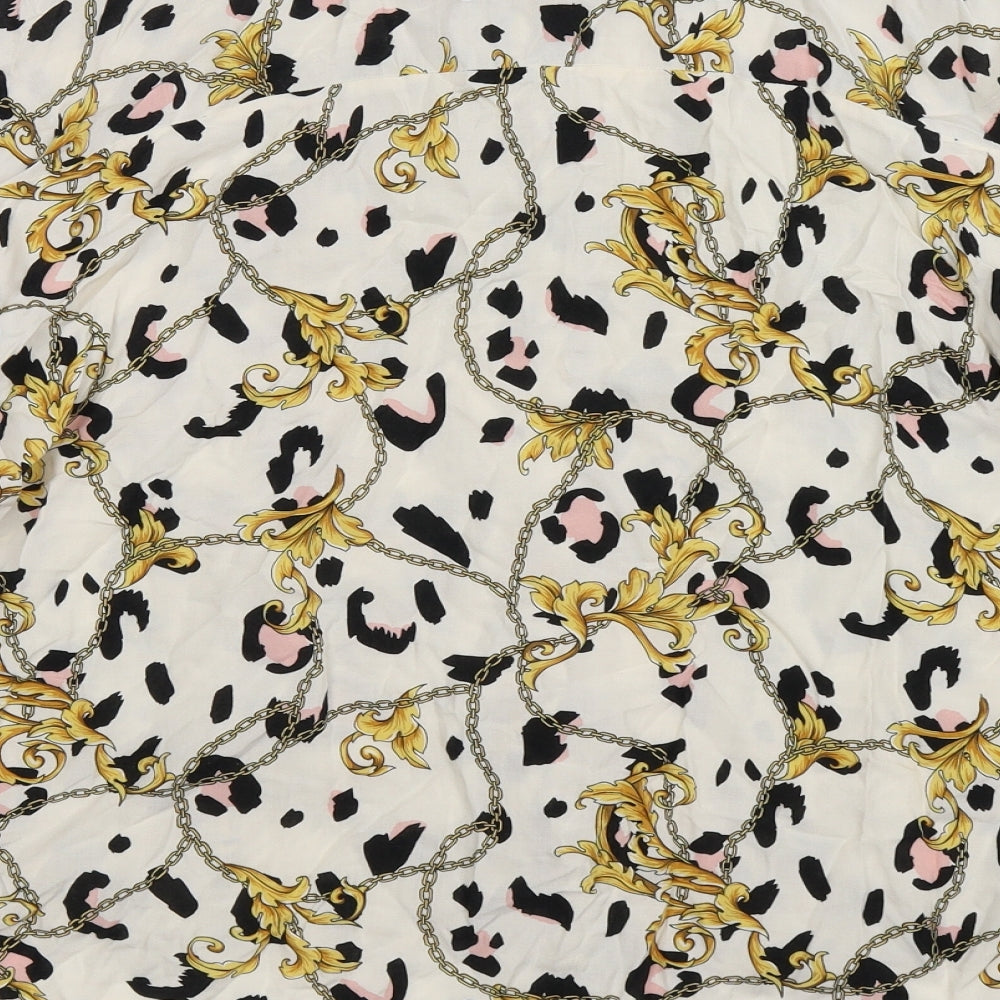 Primark Womens White Floral  Basic Button-Up Size 8  - Oversized