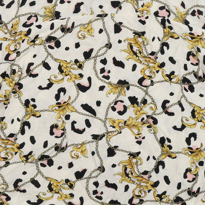 Primark Womens White Floral  Basic Button-Up Size 8  - Oversized