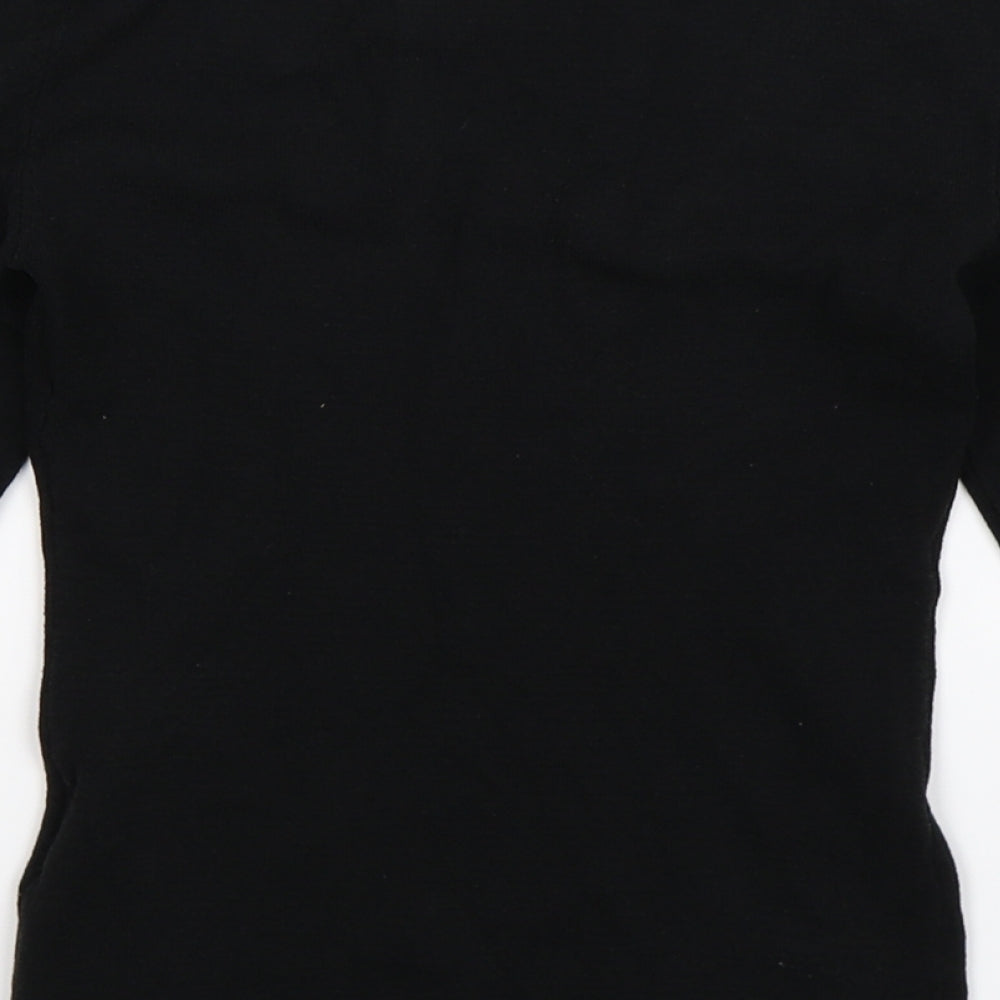 Brand and care label for H&M women’s black jumper, size S