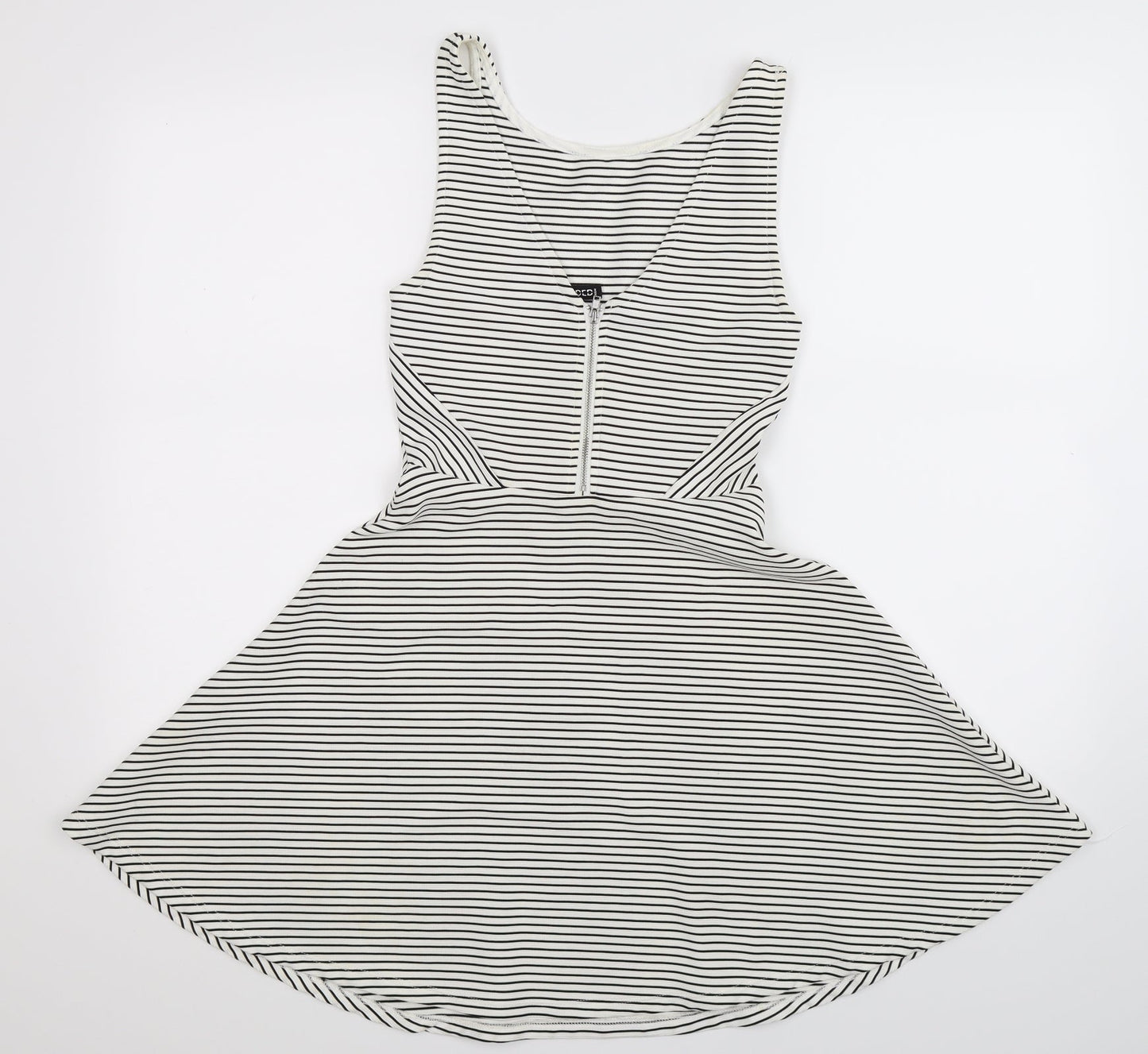 Divided Womens White Striped  Fit & Flare  Size 8