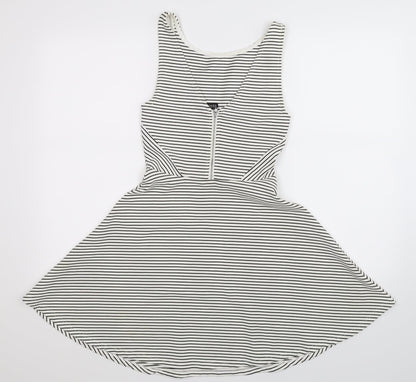 Divided Womens White Striped  Fit & Flare  Size 8