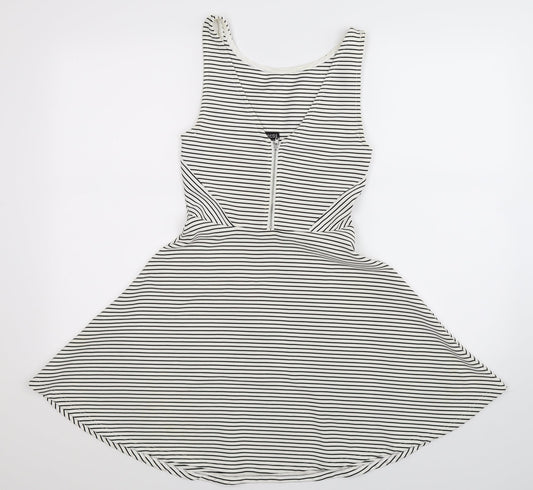 Divided Womens White Striped  Fit & Flare  Size 8