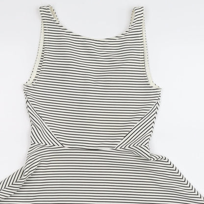 Divided Womens White Striped  Fit & Flare  Size 8