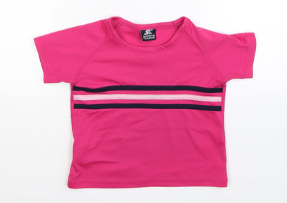 Sports Trading Girls Pink Striped  Basic Blouse Size 3 Years