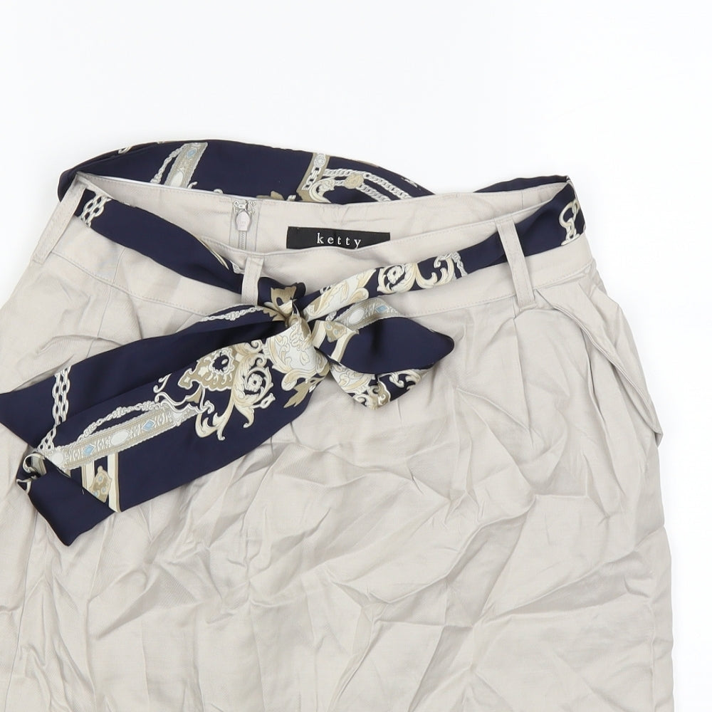 Close-up detail of ketty women’s beige a-line, size UK 4